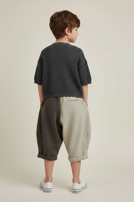 Pantalon Parachute Bicolore Coton Ample Enfant Rétro - Multicolore Molleton - vue 2
