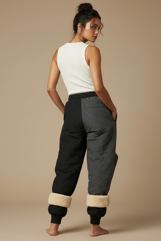 Pantalon Parachute Bicolore Matelassé Doublé Sherpa Femme - Multicolore Polyester - vue 2
