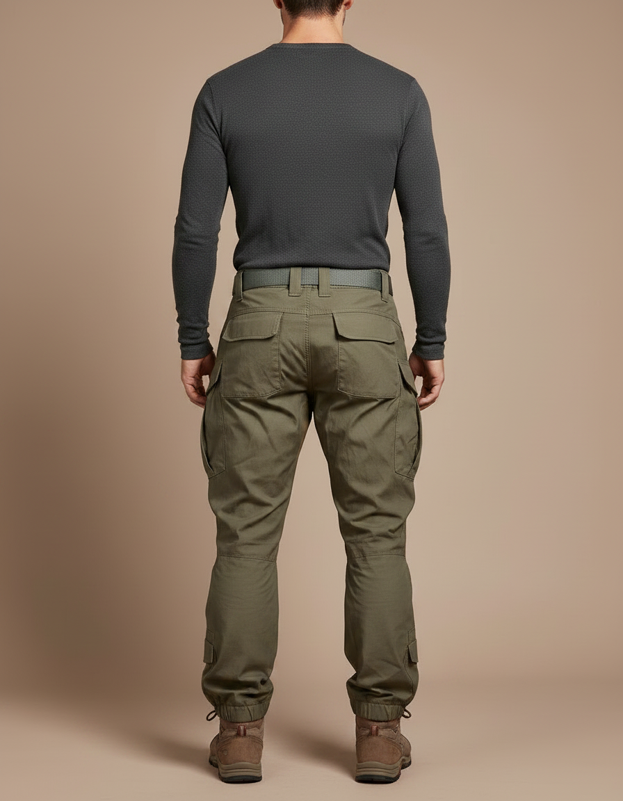 Pantalon Parachute Kaki Cargo Tactique Renforcé Militaire - Toile - vue 2