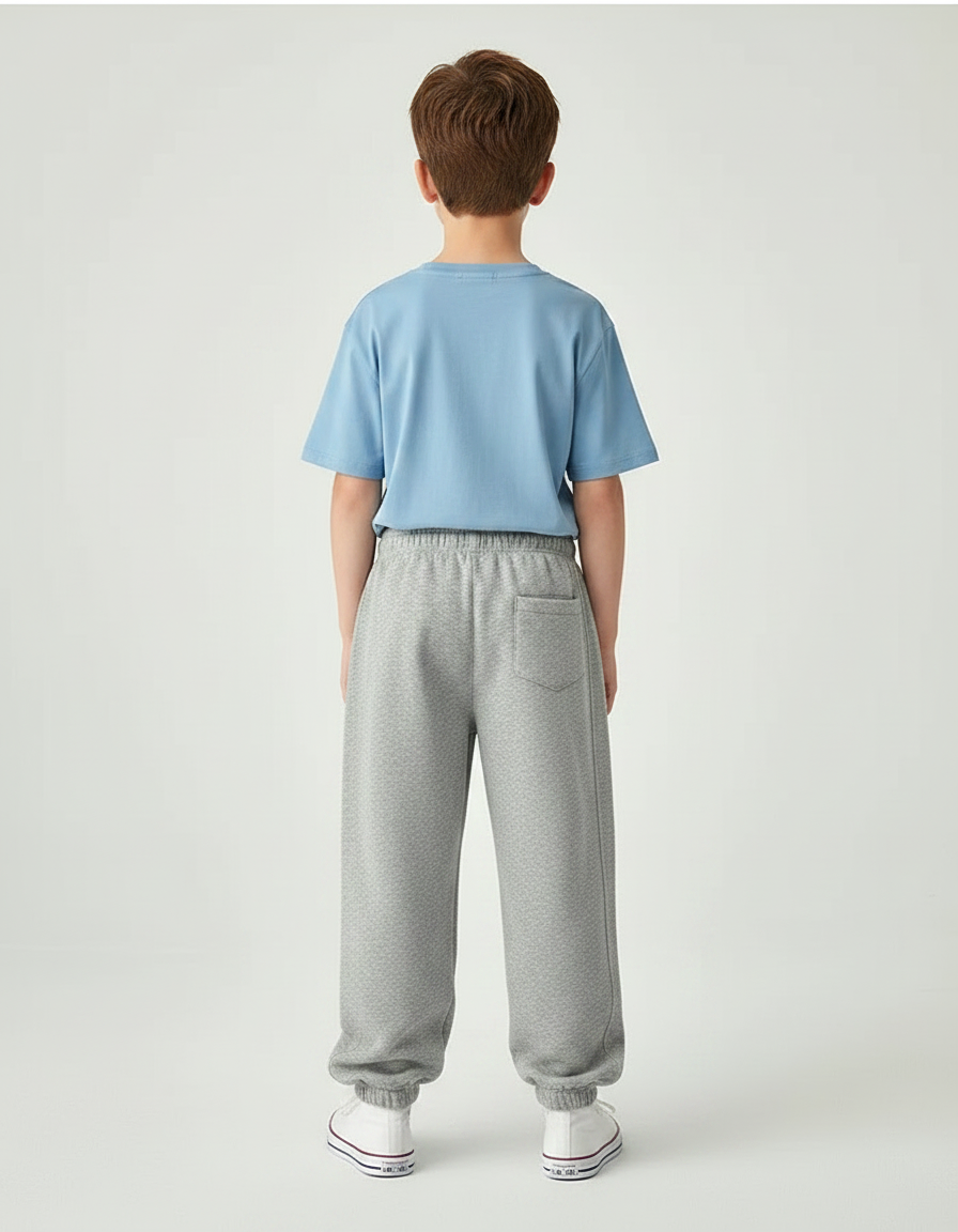 Pantalon Parachute Gris Ample Garçon Molleton Confortable - vue 2