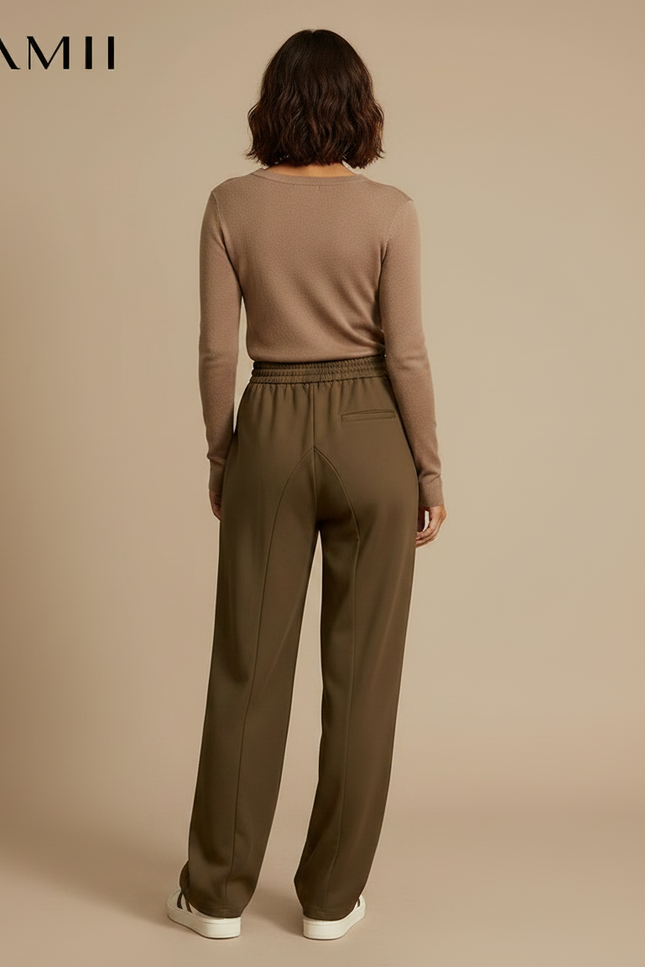 Pantalon Parachute Kaki Ample Fluide Décontracté Cordon - Polyester - vue 2