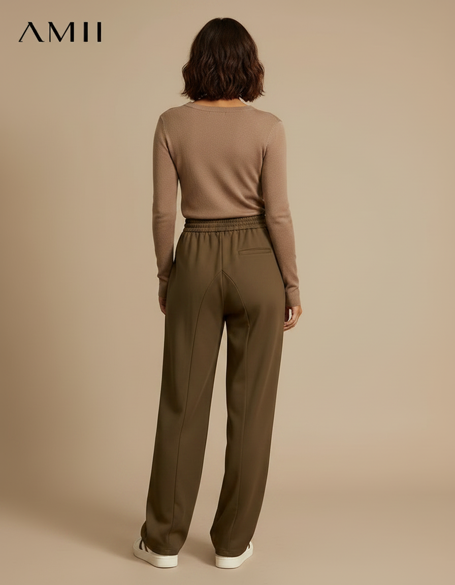 Pantalon Parachute Kaki Ample Fluide Décontracté Cordon - Polyester - vue 2