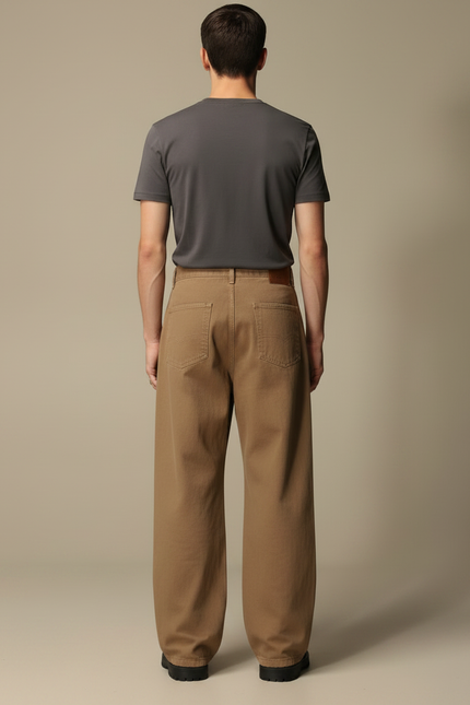 Pantalon Parachute Marron Ample Décontracté Homme Vintage - Toile - vue 2