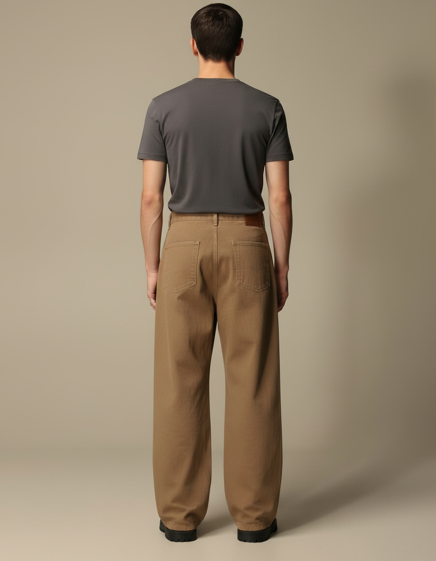 Pantalon Parachute Marron Ample Décontracté Homme Vintage - Toile - vue 2