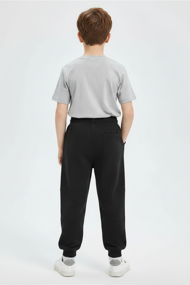 Pantalon Parachute Noir Ample Molleton Imprimé Garçon - vue 2