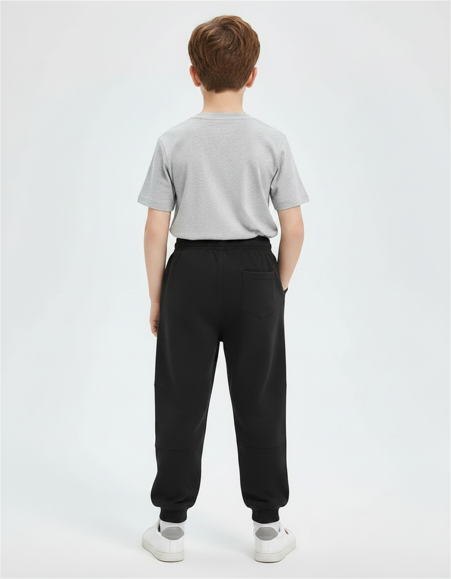 Pantalon Parachute Noir Ample Molleton Imprimé Garçon - vue 2