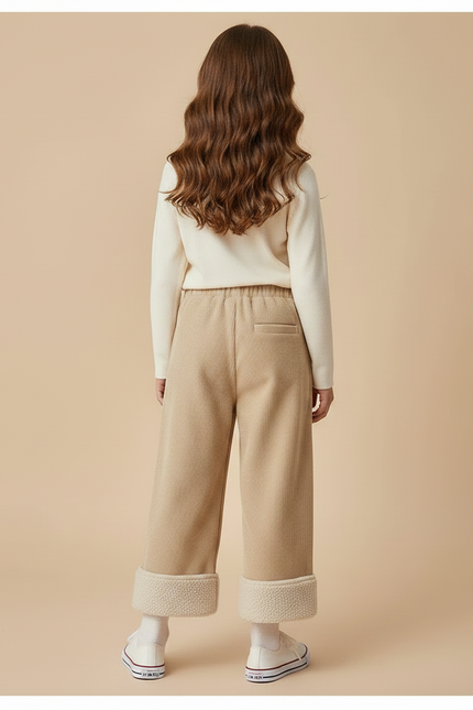 Pantalon Parachute Beige Côtelé Doublé Sherpa Enfant - Cordé - vue 2