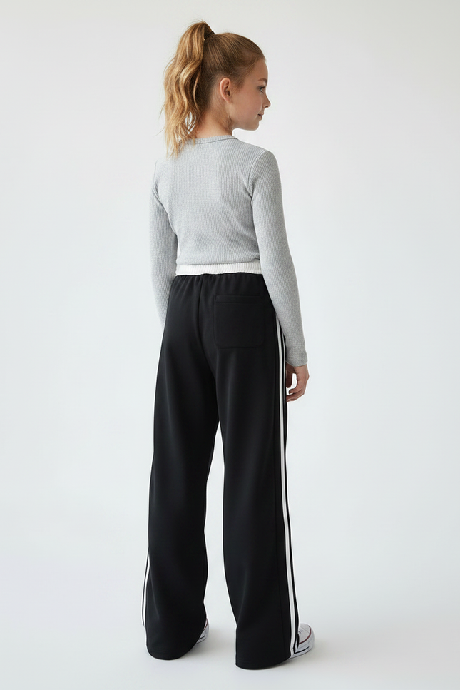 Pantalon Parachute Fille Noir Baggy - Polyester - vue 2