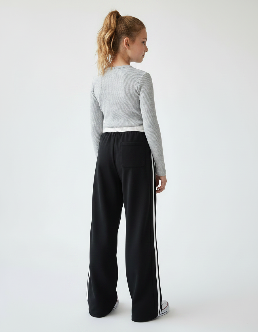 Pantalon Parachute Fille Noir Baggy - Polyester - vue 2