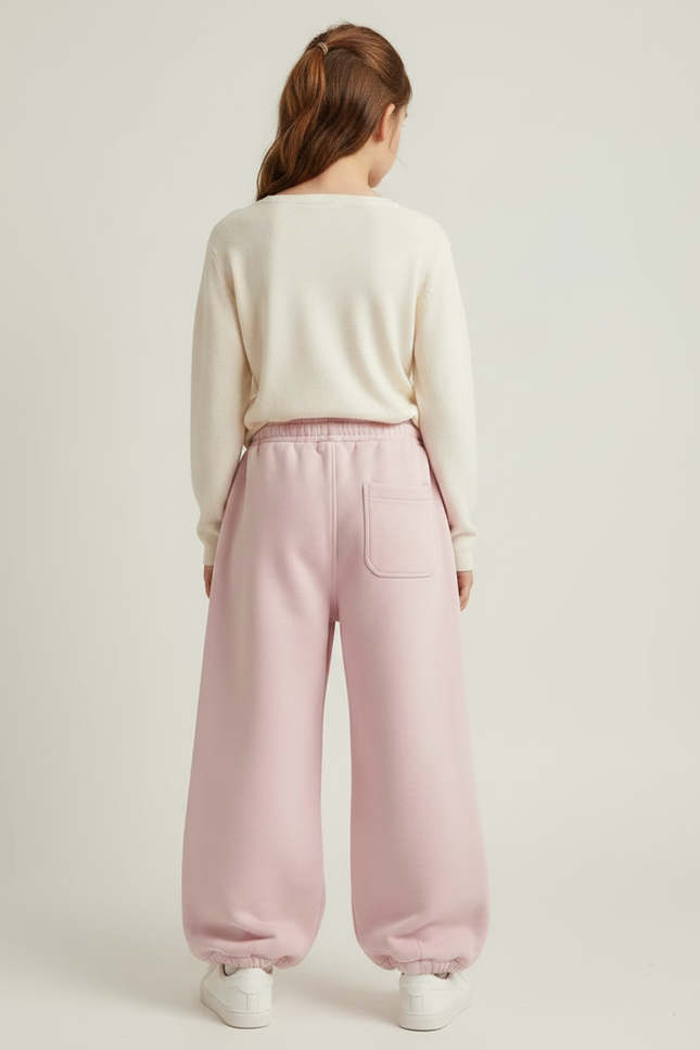 Pantalon Parachute Rose Ample Molletonné Enfant Cordon - vue 2