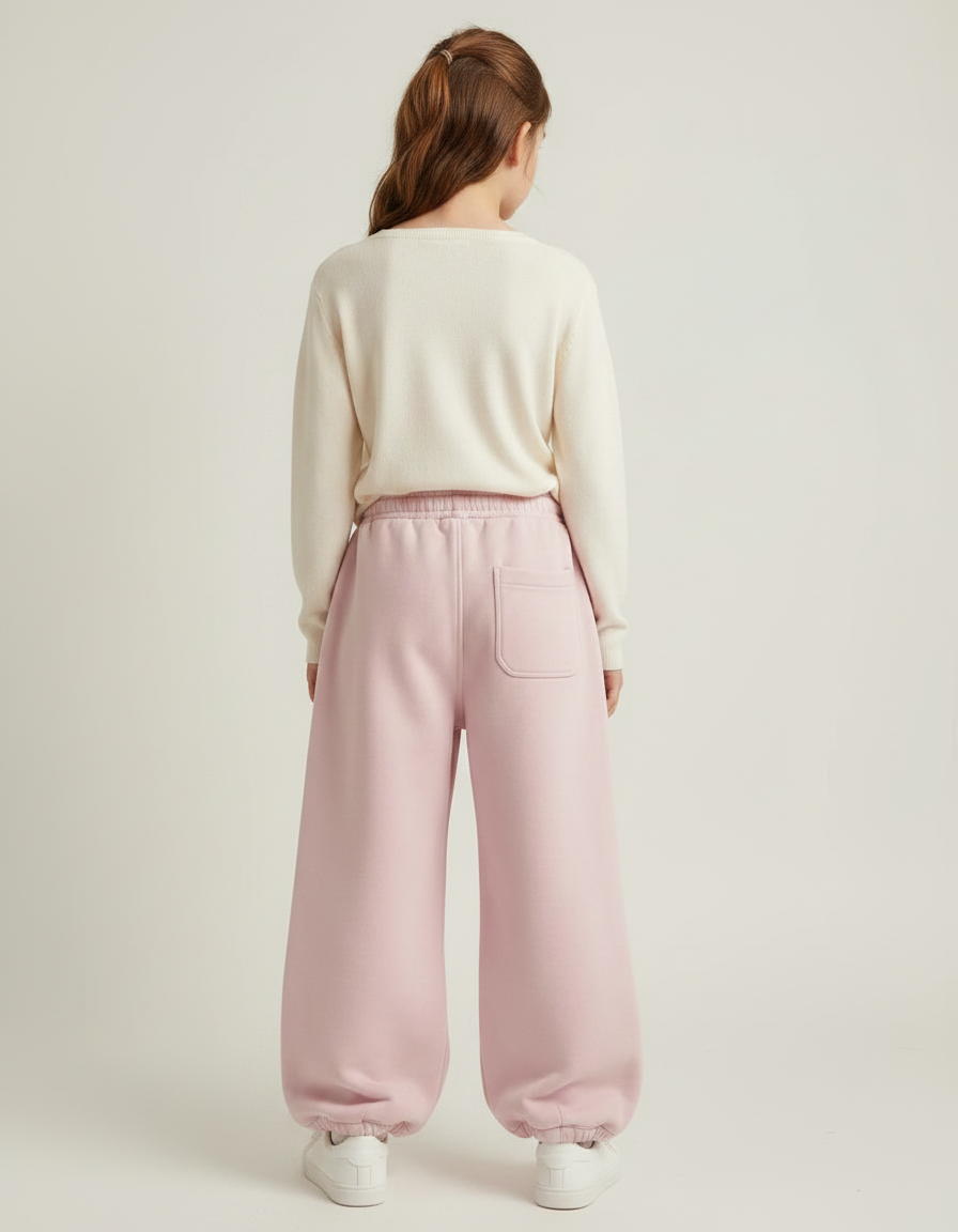 Pantalon Parachute Rose Ample Molletonné Enfant Cordon - vue 2