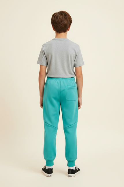 Pantalon Parachute Turquoise Rayures Blanches Garçon Sportif - Bleu Molleton - vue 2