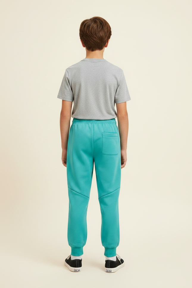 Pantalon Parachute Turquoise Rayures Blanches Garçon Sportif - Bleu Molleton - vue 2
