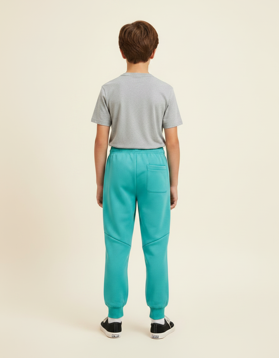 Pantalon Parachute Turquoise Rayures Blanches Garçon Sportif - Bleu Molleton - vue 2
