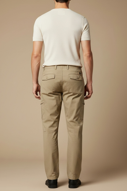 Pantalon Parachute Kaki Cargo Cordon Décontracté Homme - Toile - vue 2