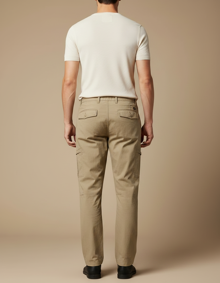 Pantalon Parachute Kaki Cargo Cordon Décontracté Homme - Toile - vue 2