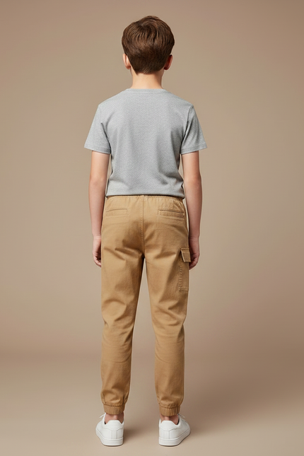 Pantalon Parachute Kaki Coton Cargo Garçon Décontracté - vue 2