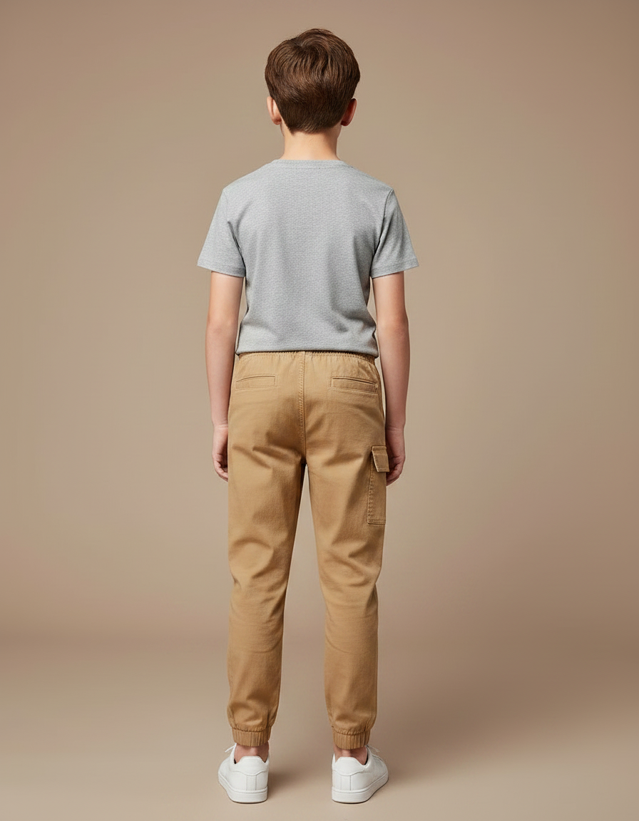 Pantalon Parachute Kaki Coton Cargo Garçon Décontracté - vue 2