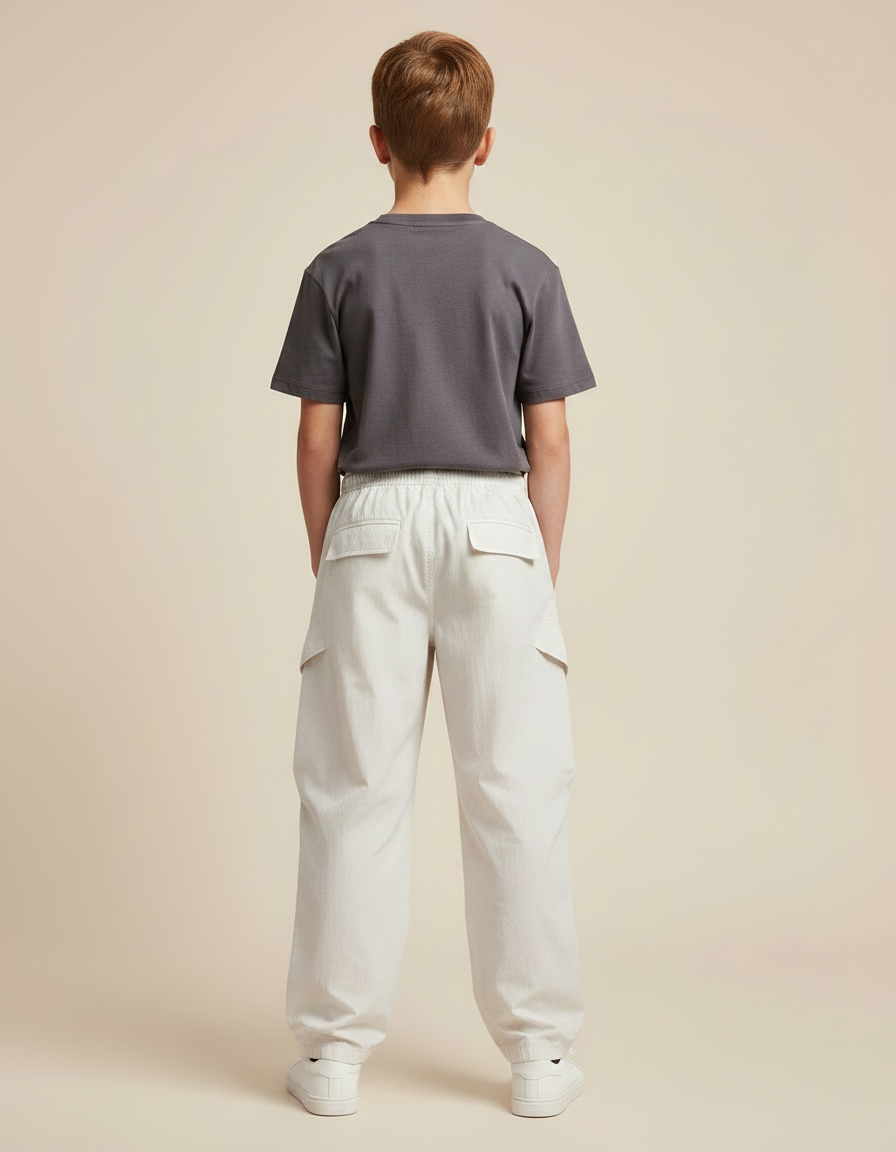 Pantalon Parachute Beige Cargo Ample Décontracté Léger - Polyester - vue 2