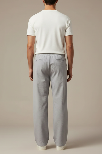 Pantalon Parachute Gris Ample Décontracté Coton Homme - vue 2