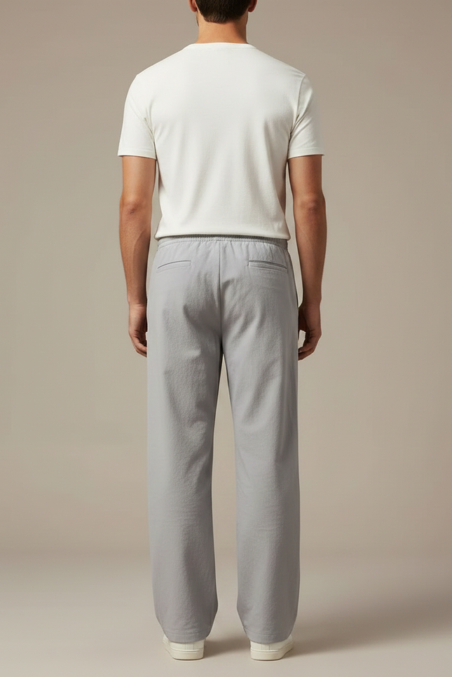 Pantalon Parachute Gris Ample Décontracté Coton Homme - vue 2