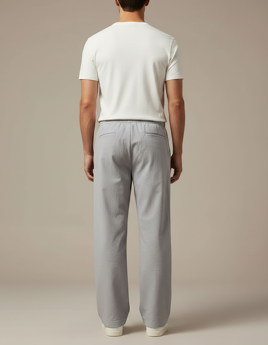 Pantalon Parachute Gris Ample Décontracté Coton Homme - vue 2