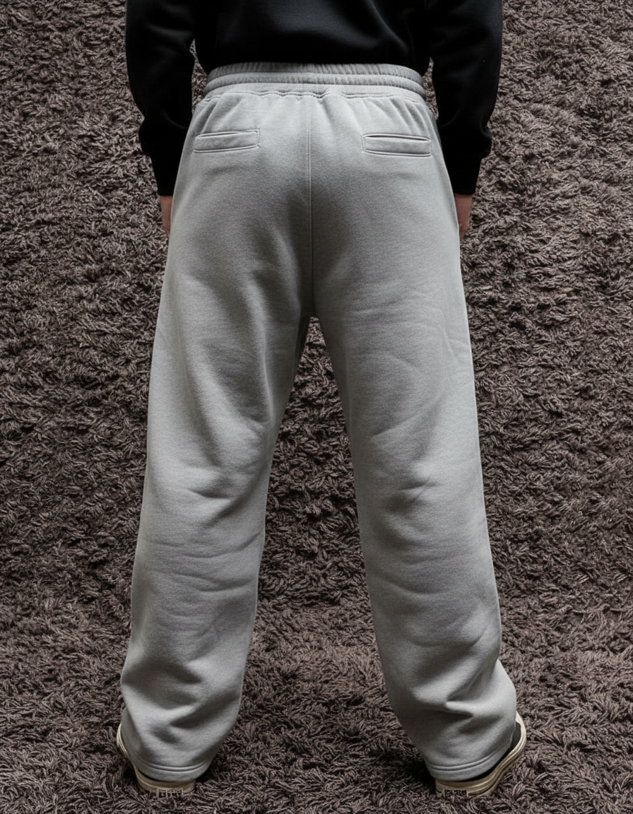 Pantalon Parachute Gris Imprimé AK-47 Décontracté Large - Molleton