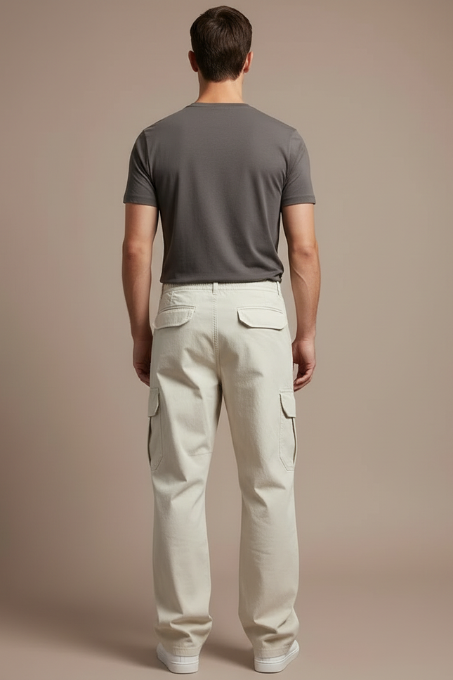 Pantalon Parachute Homme Beige Baggy - Toile - vue 2