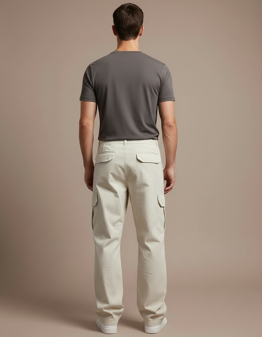 Pantalon Parachute Homme Beige Baggy - Toile - vue 2