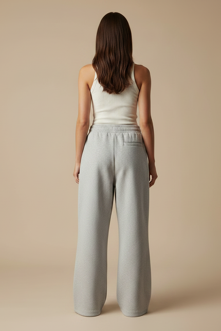 Pantalon Parachute Gris Ample Molleton Rayures Blanches - vue 2