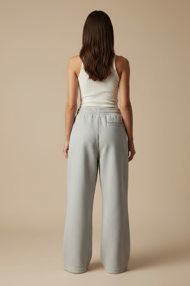 Pantalon Parachute Gris Ample Molleton Rayures Blanches - vue 2