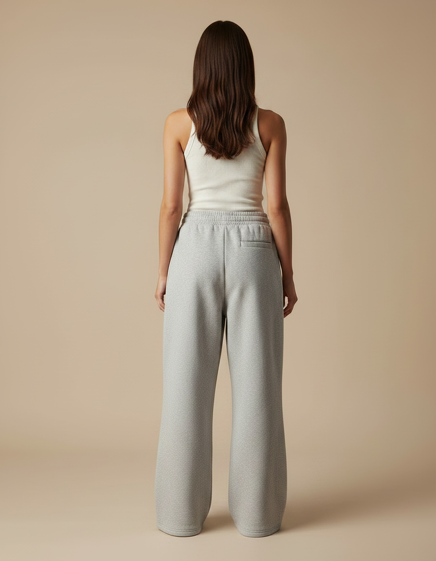 Pantalon Parachute Gris Ample Molleton Rayures Blanches - vue 2