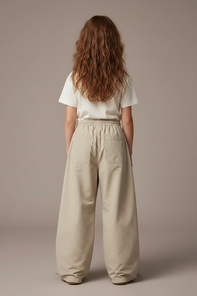 Pantalon Parachute Beige Ample Décontracté Enfant - Polyester - vue 2