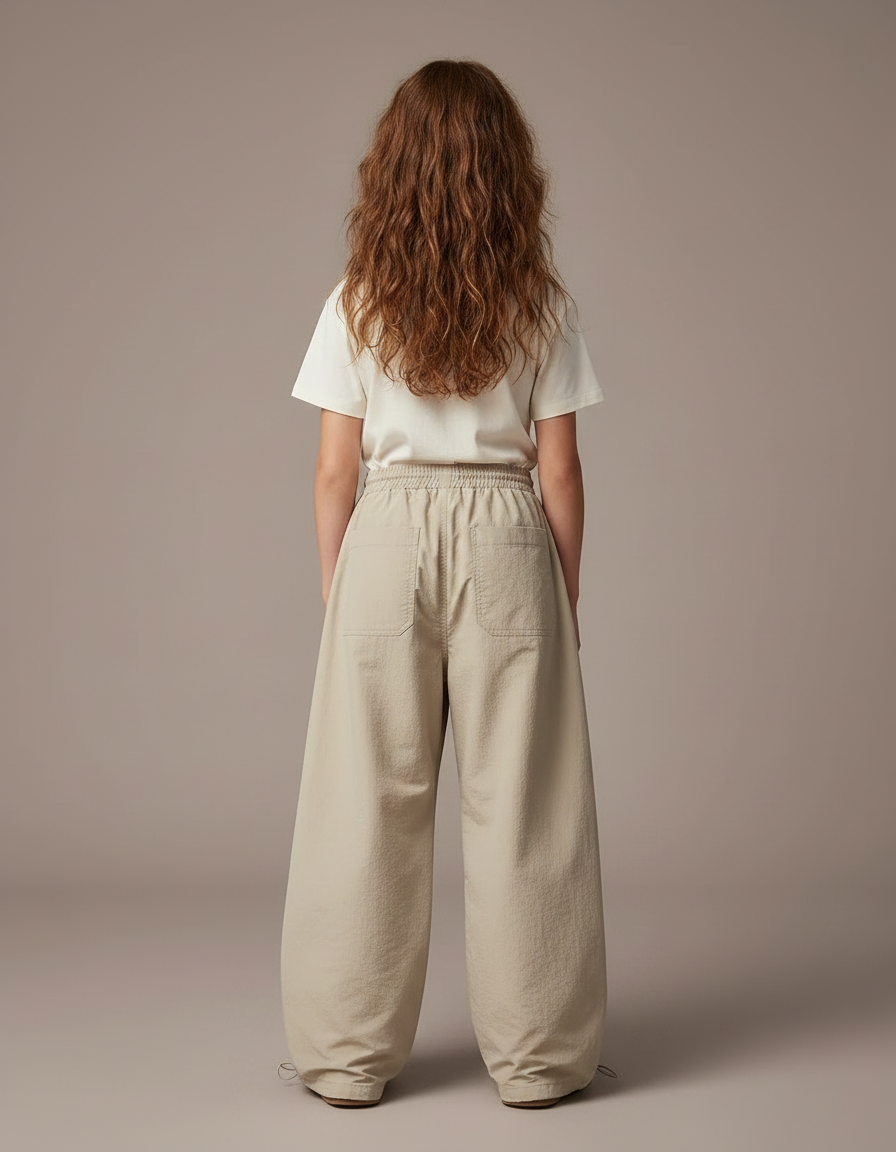Pantalon Parachute Beige Ample Décontracté Enfant - Polyester - vue 2