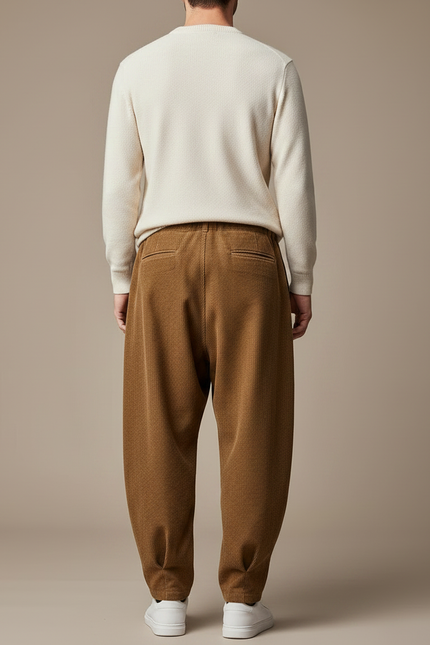 Pantalon Parachute Marron Côtelé Harem Décontracté Confortable - Cordé - vue 2