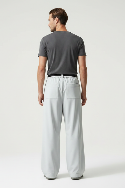 Pantalon Parachute Gris Ample Ceinture Décontracté Homme - Polyester - vue 2