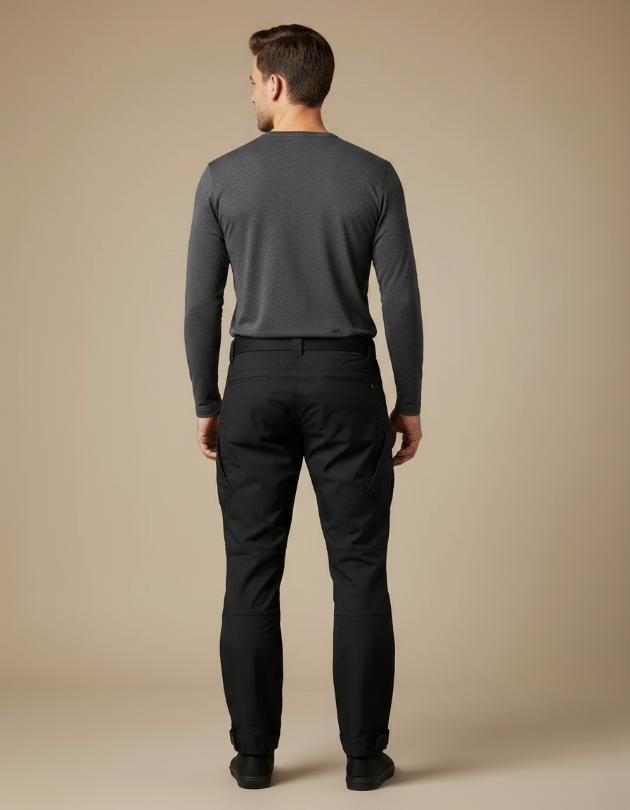 Pantalon Parachute Noir Cargo Homme Coupe Droite - Polyester - vue 2