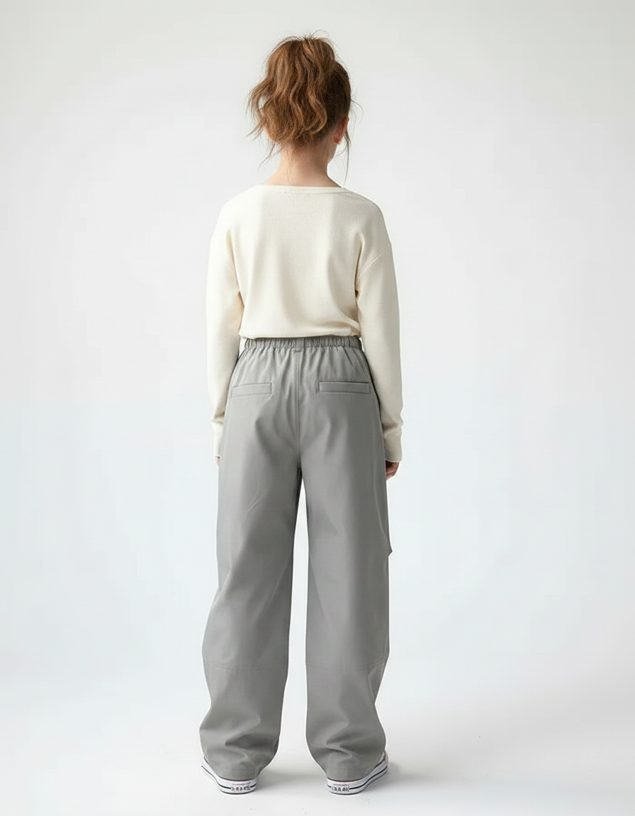 Pantalon Parachute Fille Gris Baggy Nylon - Polyester - vue 2