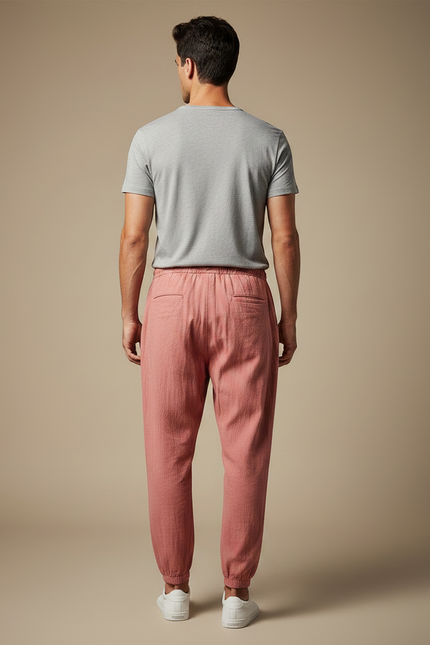 Pantalon Parachute Homme Resserré Aux Chevilles Toile - Rose Lin - vue 2