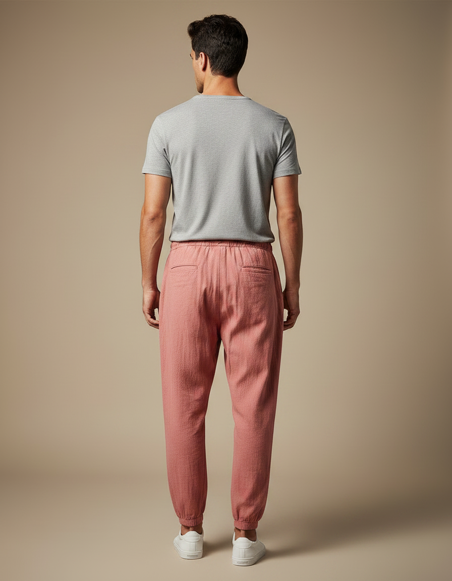 Pantalon Parachute Homme Resserré Aux Chevilles Toile - Rose Lin - vue 2