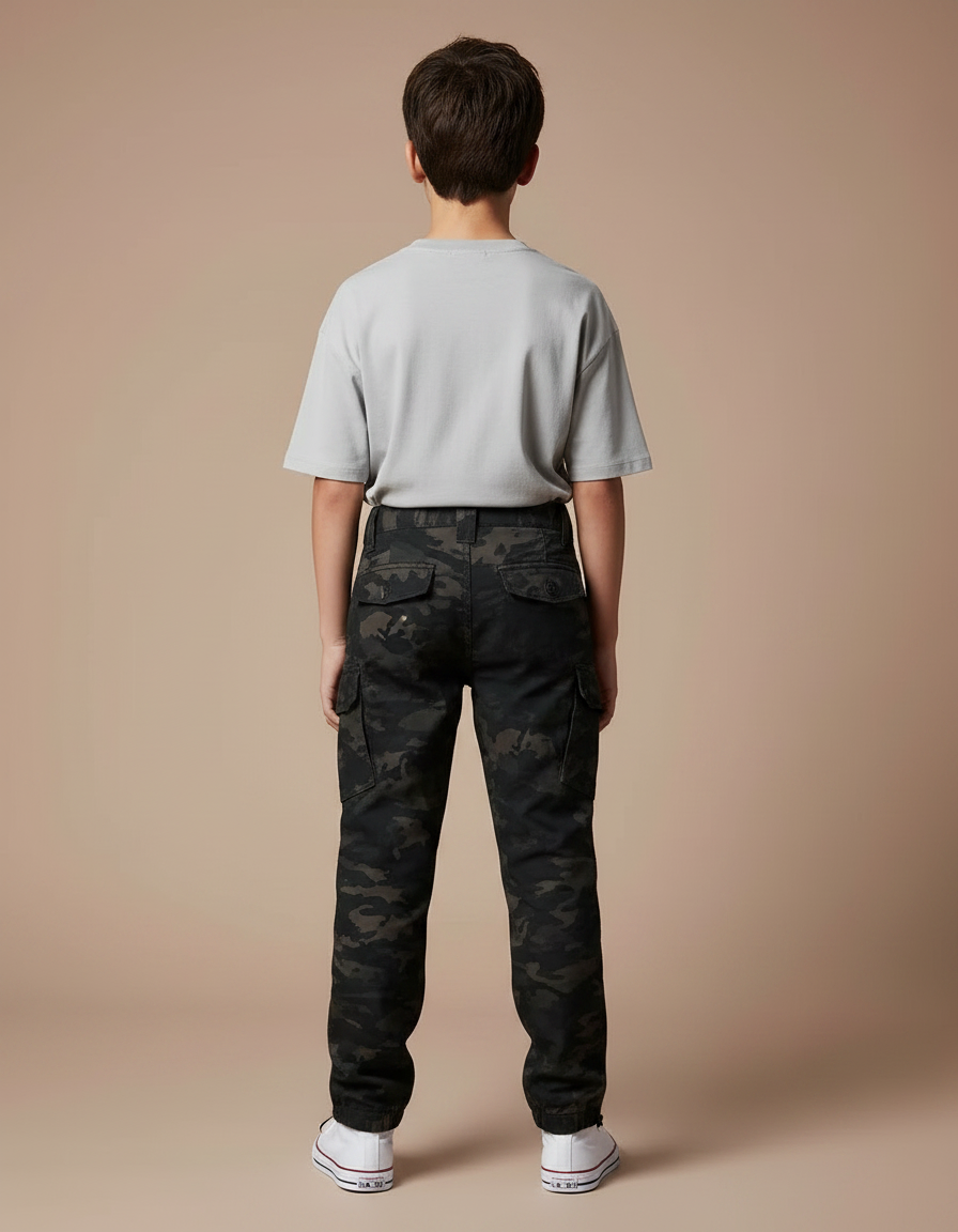 Pantalon Parachute Camouflage Cargo Enfant Décontracté Coton - Multicolore - vue 2