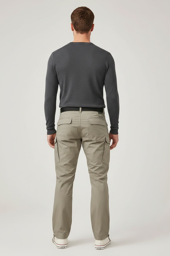 Pantalon Parachute Kaki Cargo Homme Léger Décontracté Multi-poches - Polyester - vue 2