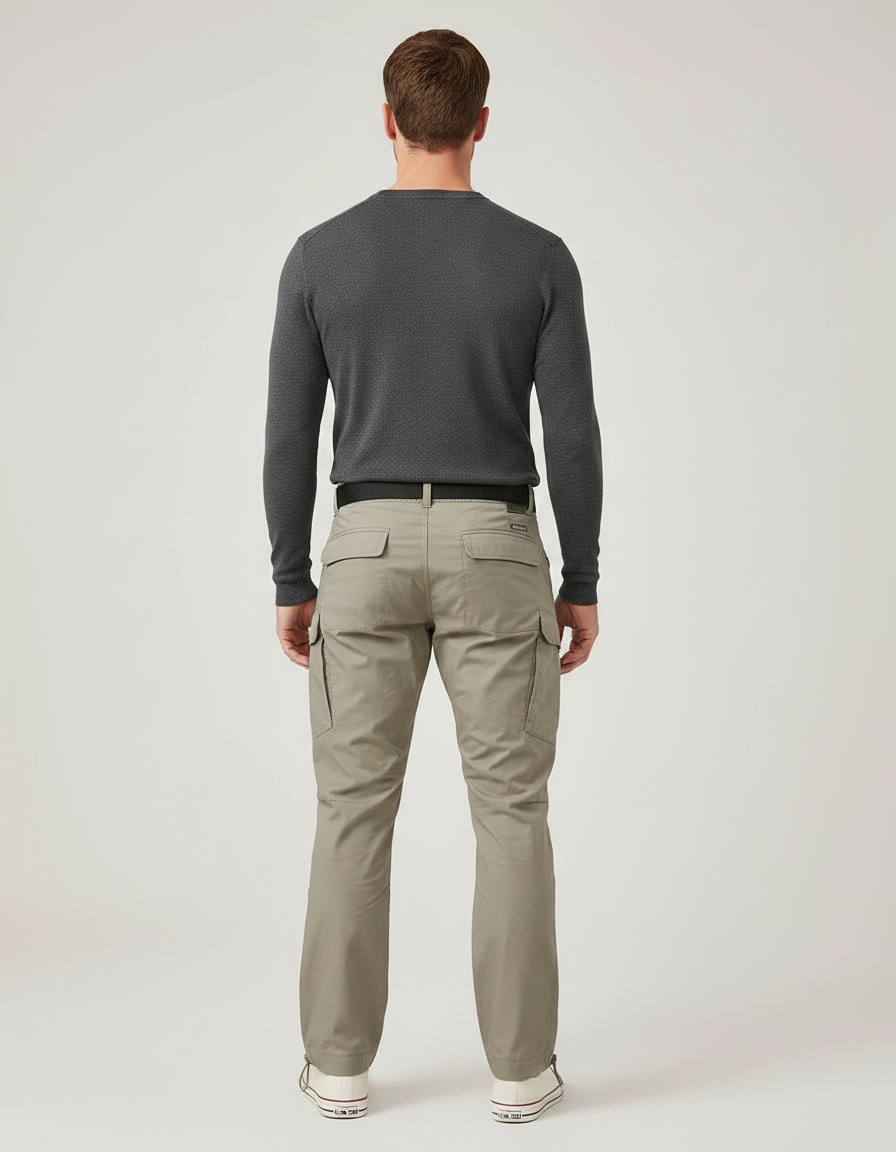 Pantalon Parachute Kaki Cargo Homme Léger Décontracté Multi-poches - Polyester - vue 2