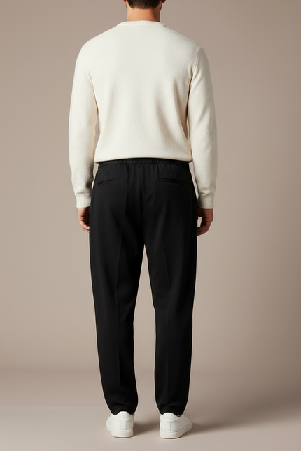Pantalon Parachute Noir Ample Cordon Décontracté - Polyester - vue 2