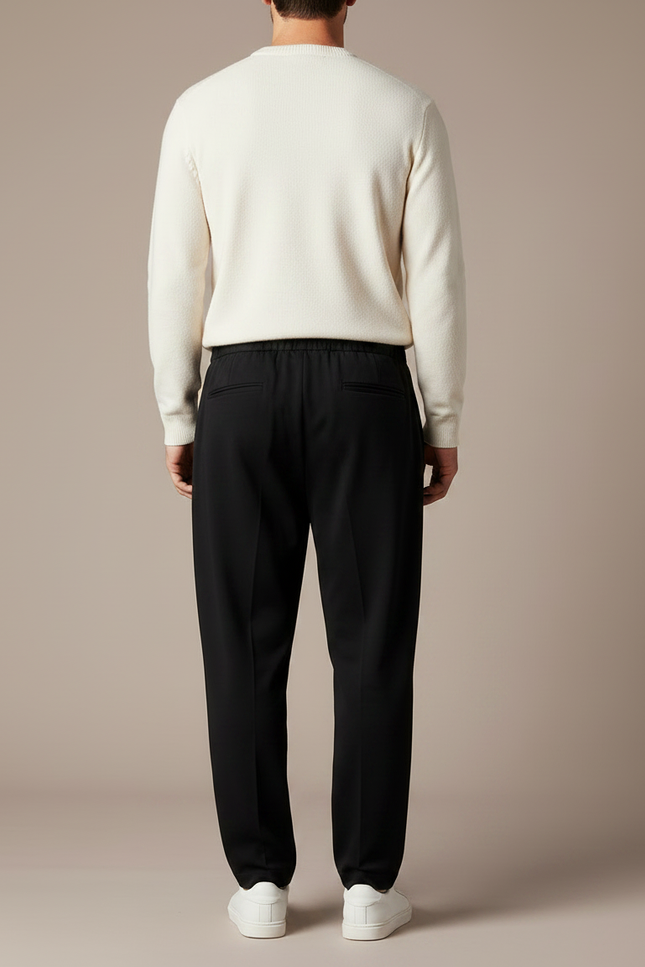 Pantalon Parachute Noir Ample Cordon Décontracté - Polyester - vue 2