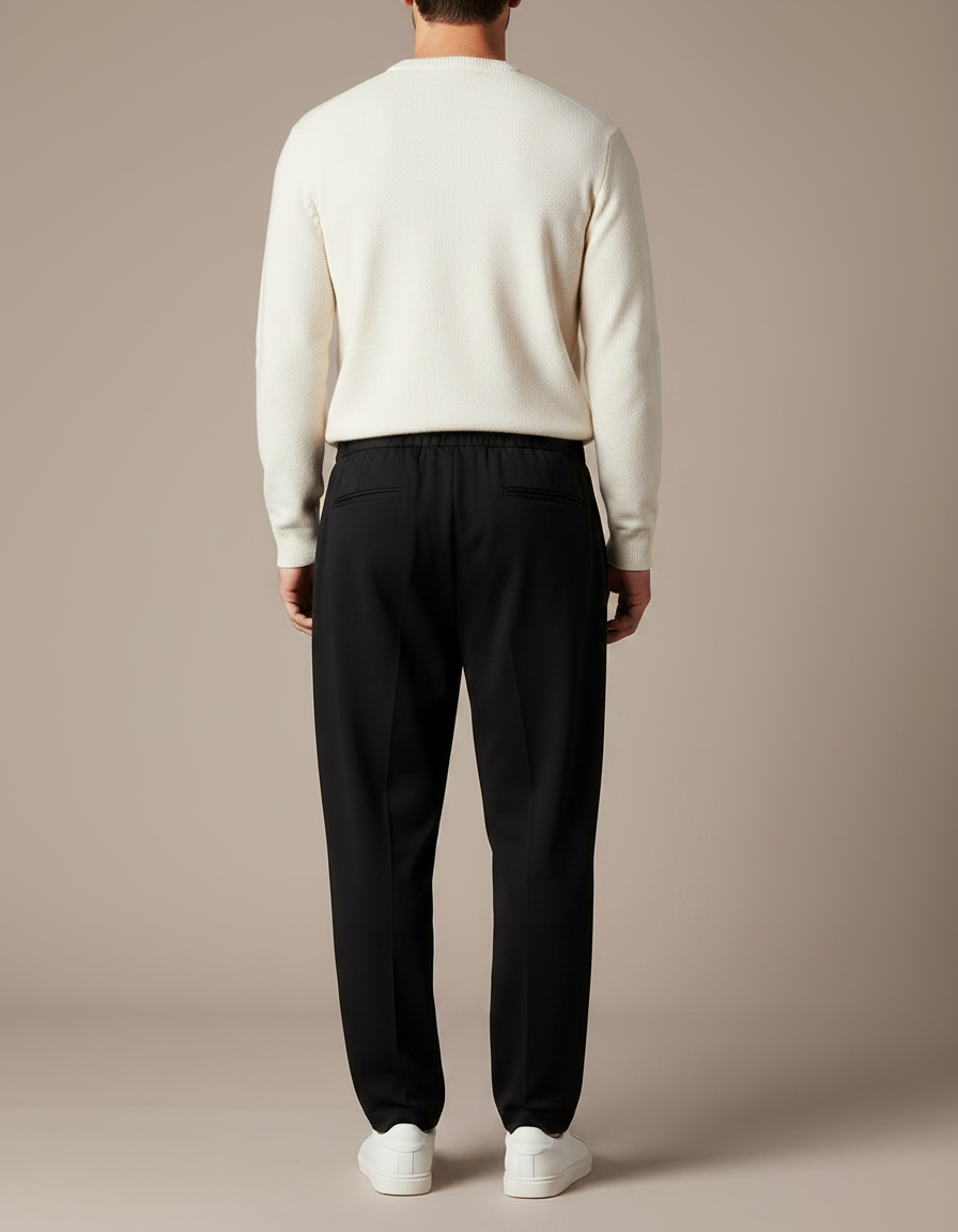 Pantalon Parachute Noir Ample Cordon Décontracté - Polyester - vue 2