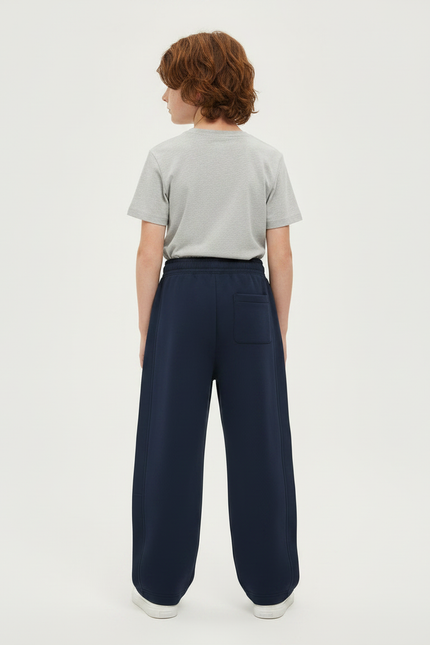 Pantalon Parachute Bleu Marine Ample Coton Enfant - Molleton - vue 2