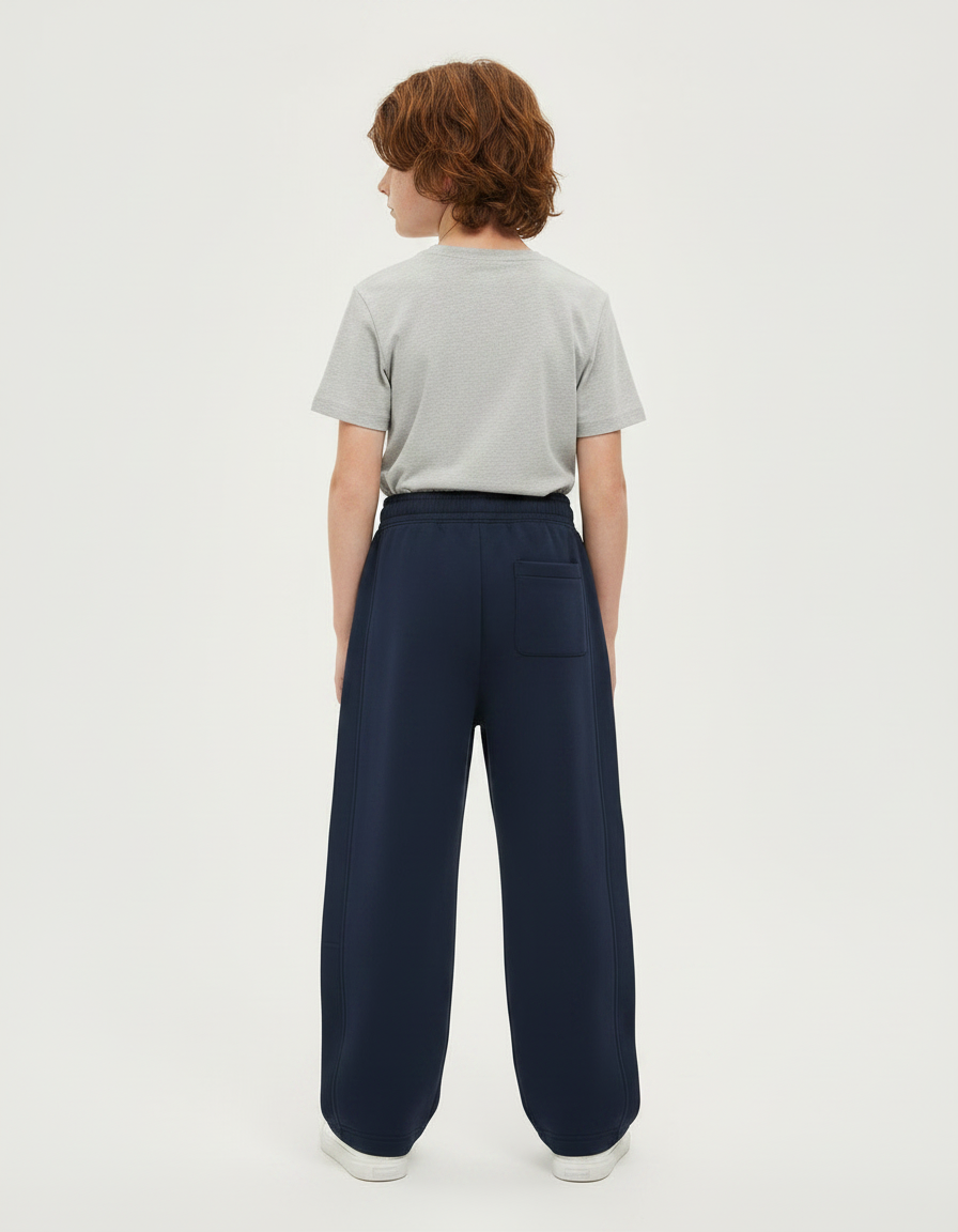 Pantalon Parachute Bleu Marine Ample Coton Enfant - Molleton - vue 2