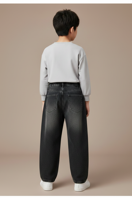 Pantalon Parachute Noir Ample Enfant Décontracté Denim - Jean - vue 2