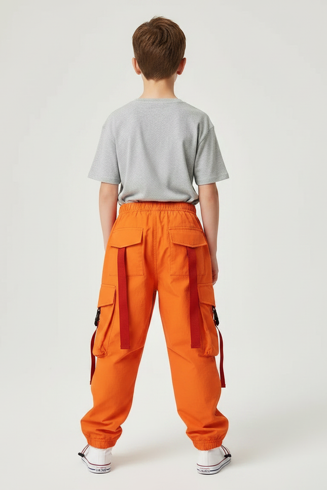 Pantalon Parachute Orange Cargo Ample Enfant - Polyester - vue 2